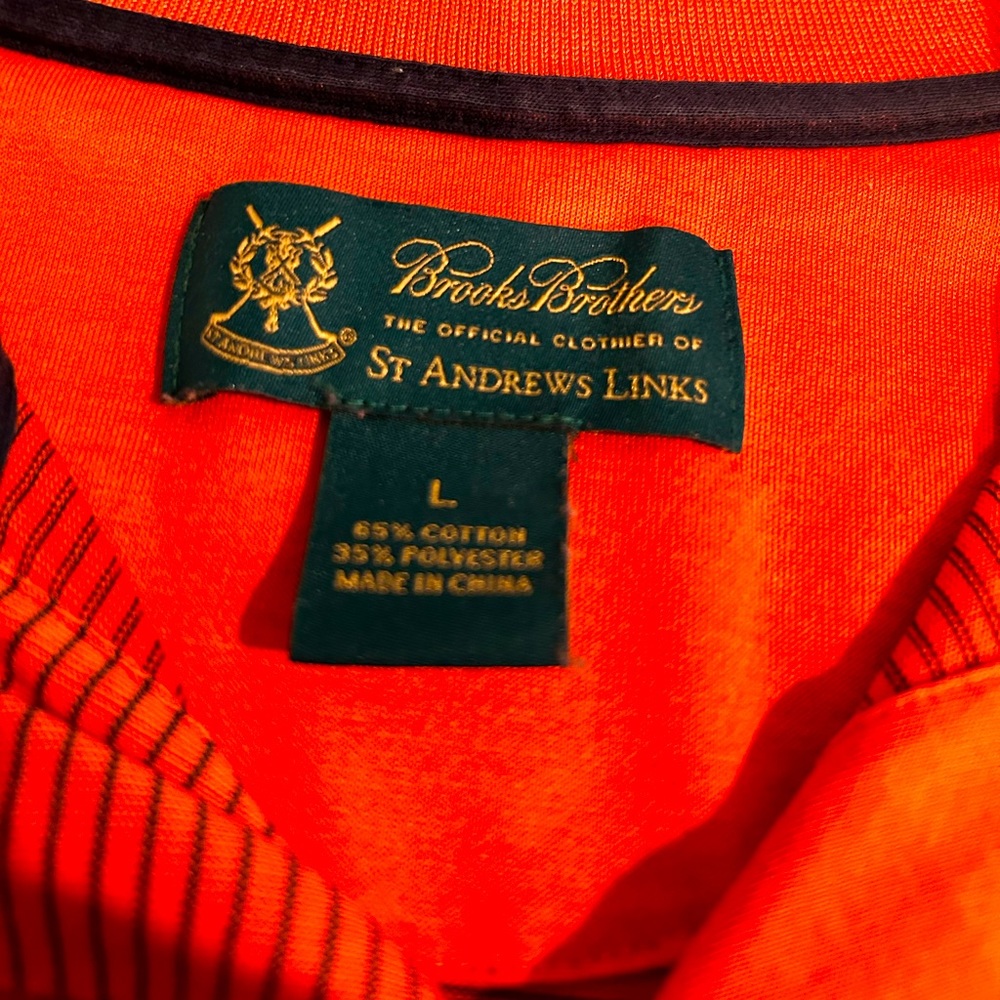 Vintage Brooks Brothers St Andrews Old Course Polo Size Large Orange